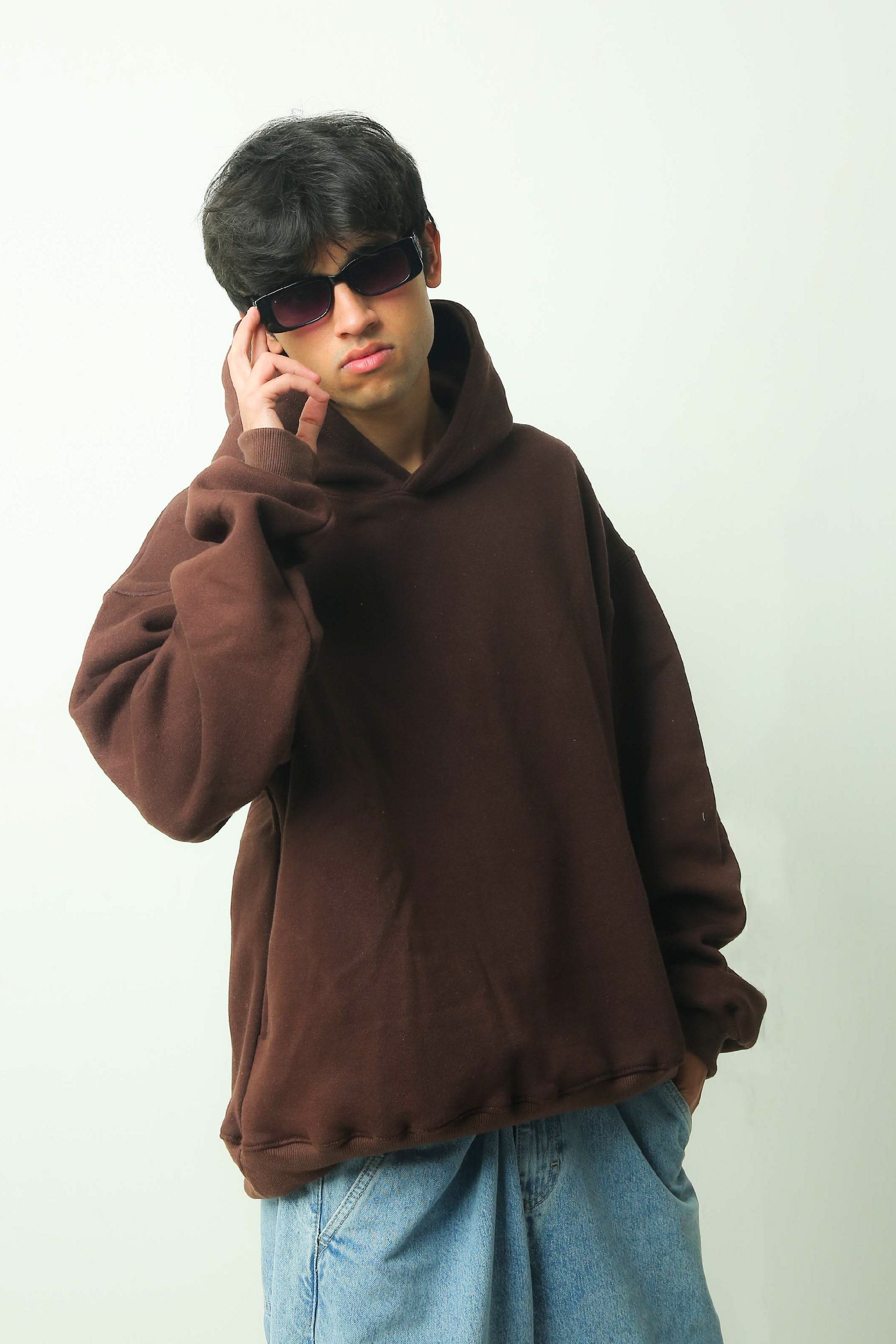 Plain Brown Oversized Hoodie