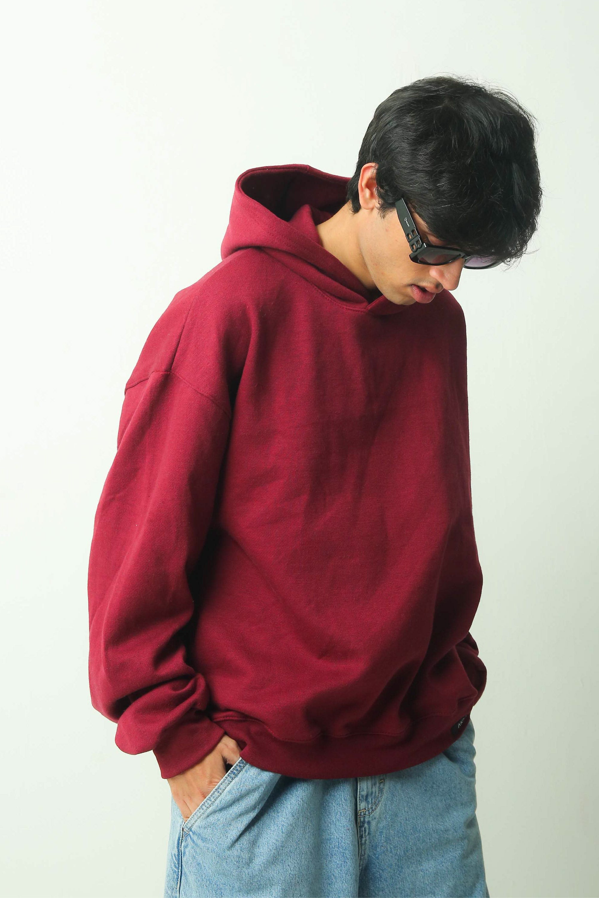 Plain Maroon Oversized Hoodie