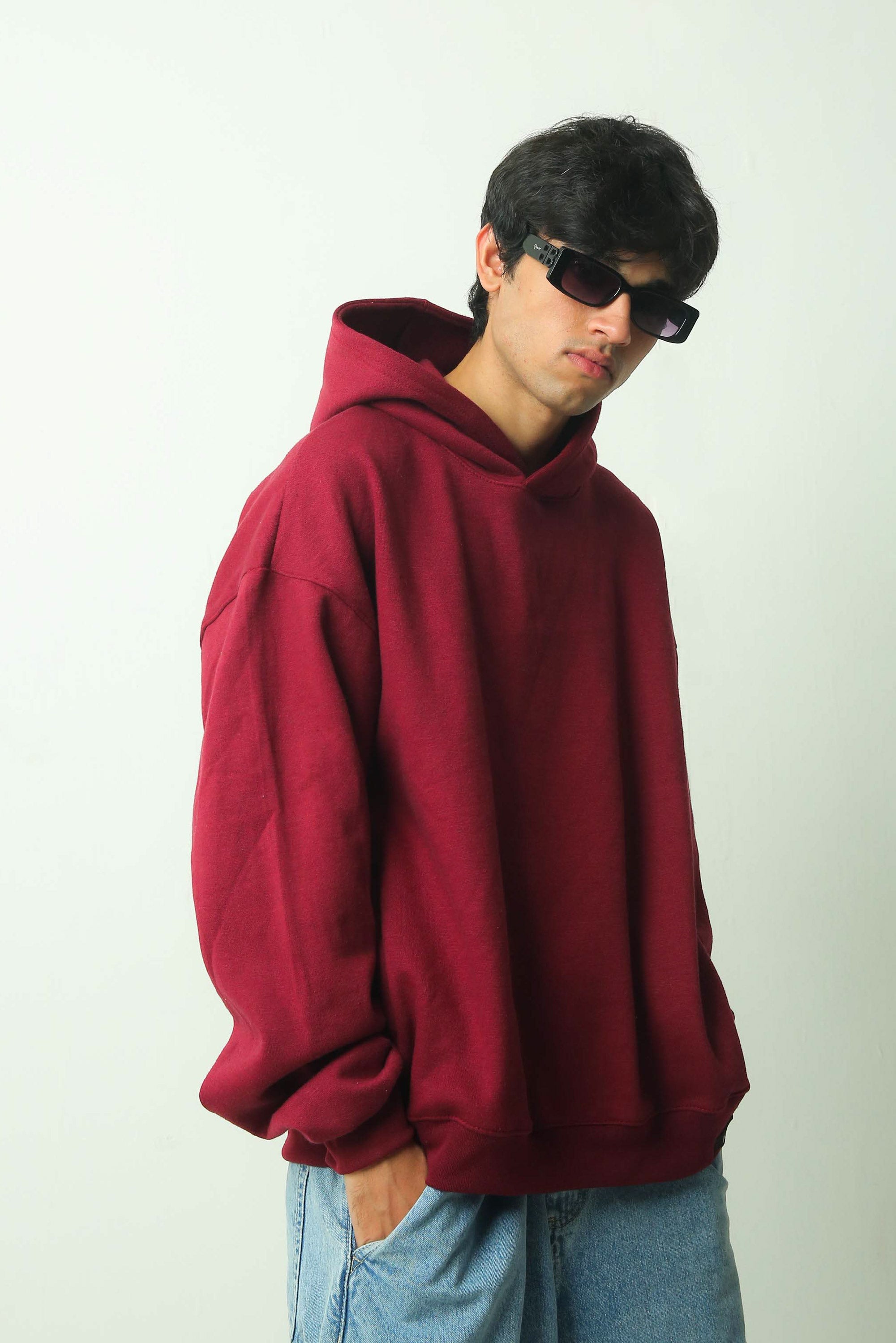 Plain Maroon Oversized Hoodie
